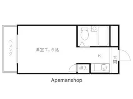 アドミラルマンション(1K/3階)の間取り写真