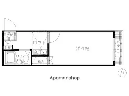 ソレイユ21四条大宮(1K/1階)の間取り写真