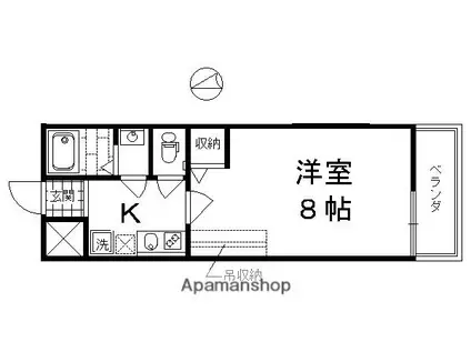 フラッティ唐橋(1K/4階)の間取り写真