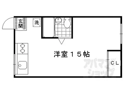 フラット桃山(ワンルーム/1階)の間取り写真
