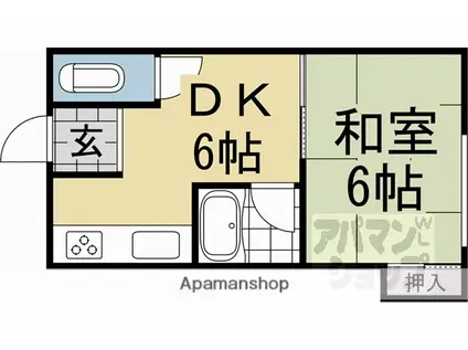 柴野荘(1DK/2階)の間取り写真