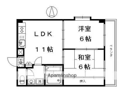 コーポ西ノ庄(2LDK/3階)の間取り写真