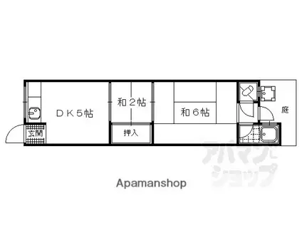 峰山荘(2DK/1階)の間取り写真