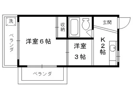 サンレモトーヨーハイツ(2K/4階)の間取り写真