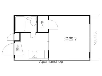 向島スタジオフラッツ(1K/1階)の間取り写真