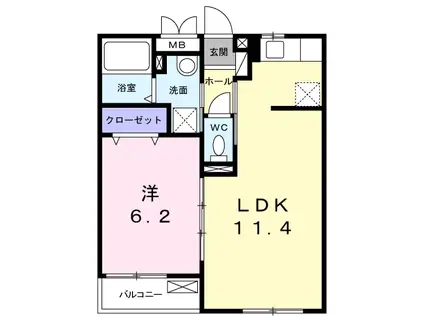 エスポワール(1LDK/1階)の間取り写真