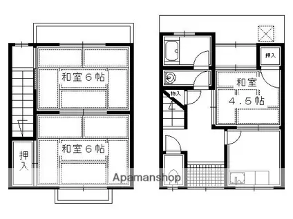 長岡京市調子１丁目貸家１９ー１６(3K)の間取り写真