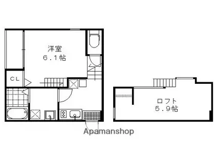 ハーモニーテラス醍醐サウスウエスト(1K/1階)の間取り写真