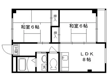 コーポラス伏見(2DK/2階)の間取り写真