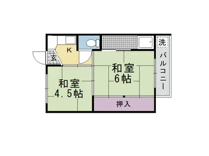 ビレッジハウス長岡1号棟(2K/1階)の間取り写真