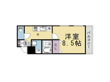 SYS長岡京(1K/3階)の間取り写真