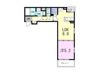 ディアコート洛東(1LDK/3階)の間取り写真