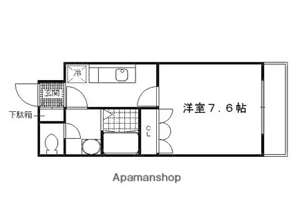 HUS・REI(1K/1階)の間取り写真