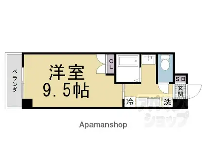 EAU DE VIE槇島(1K/4階)の間取り写真