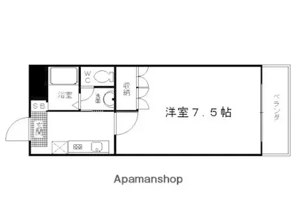 クリスタルレジデンス(1K/2階)の間取り写真
