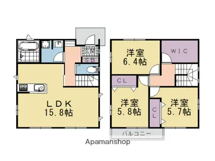 シャルールメゾン(3LDK)の間取り写真