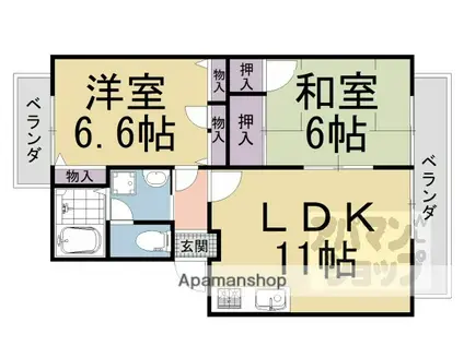 フェニックスヴィラI(2LDK/2階)の間取り写真