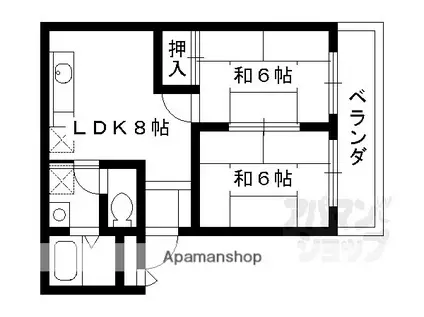 KGビル(2DK/2階)の間取り写真
