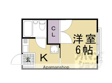 サンヴィエール長岡(1K/2階)の間取り写真