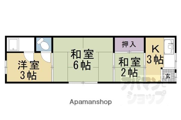 第一・第二竹園荘(3K/2階)の間取り写真