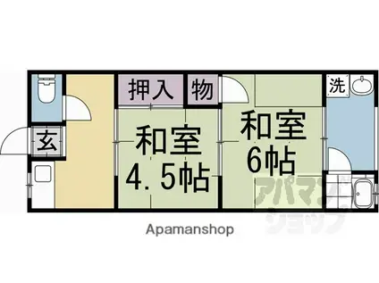 柳本荘(2K/1階)の間取り写真