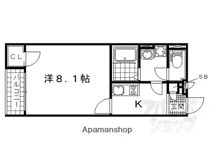 クレイノアローウェアハウス(1K/1階)の間取り写真