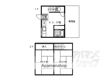 中畑荘 1棟(2K/2階)の間取り写真