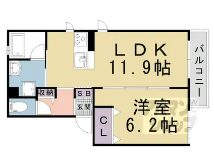 シャーメゾンK・Y(1LDK/2階)の間取り写真