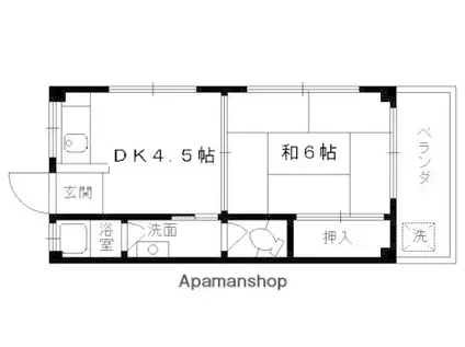日向マンション(1DK/3階)の間取り写真