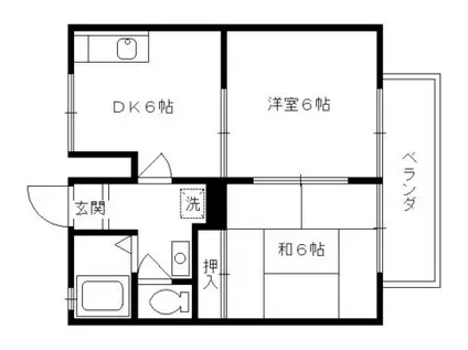 グランシャリオE棟(2DK/2階)の間取り写真