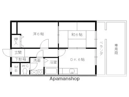 グラフィーネ槇島(2DK/1階)の間取り写真