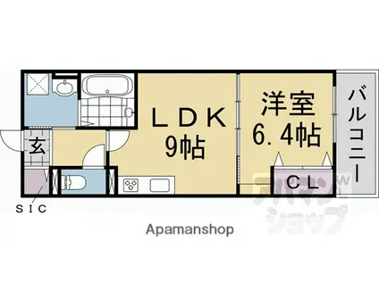 ネクスト伏見(1LDK/3階)の間取り写真