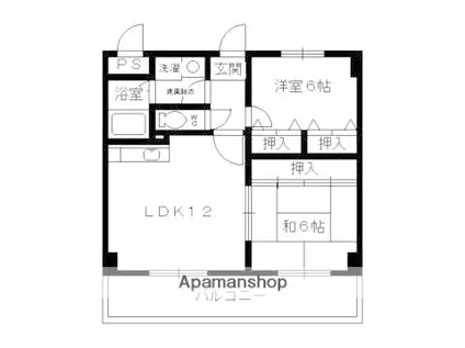 グランドール桂川畔(2LDK/3階)の間取り写真