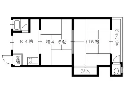 こがねリブマンション(2K/1階)の間取り写真