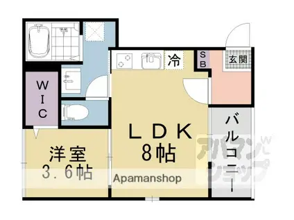 エディフィッシオ椥辻(1LDK/2階)の間取り写真