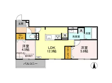 BELL SOAR(2LDK/3階)の間取り写真