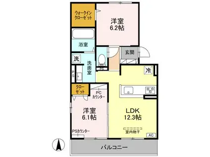 BELL SOAR(2LDK/3階)の間取り写真