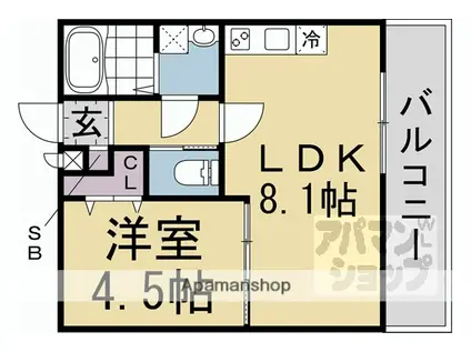 桃山水野左近西町アパート(1LDK/1階)の間取り写真