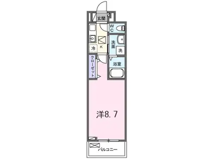 ヒカルサ京都山科大宅(1K/1階)の間取り写真