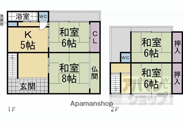 近鉄京都線 竹田駅(京都) 徒歩7分 2階建 築51年(4DK)の間取り写真