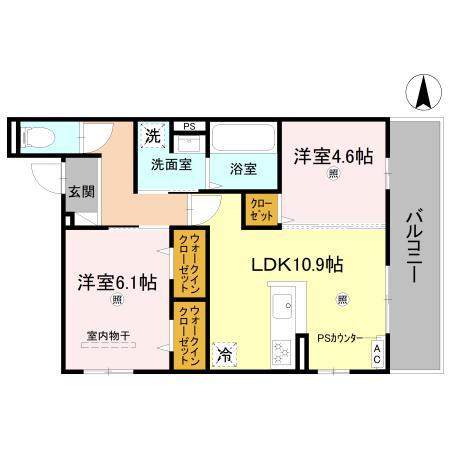 スペチアーレくいな橋(2LDK/2階)の間取り写真