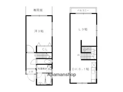 エンバーカーズ天神(1LDK/1階)の間取り写真