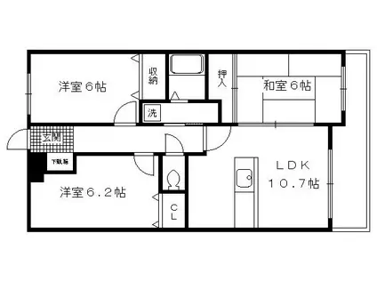 ラウンドコート京都醍醐(3LDK/4階)の間取り写真