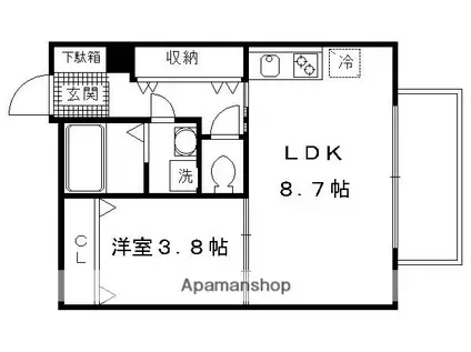 珠光ビル御香宮(1LDK/1階)の間取り写真