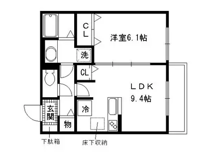 サンシャイン朱雀(1LDK/1階)の間取り写真