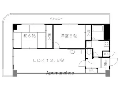 インペリアルパレス・リバーサイド(2LDK/4階)の間取り写真
