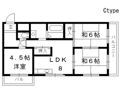 エクセレント墨染(2LDK/4階)の間取り写真
