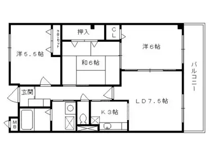 フルール日野(3LDK/2階)の間取り写真