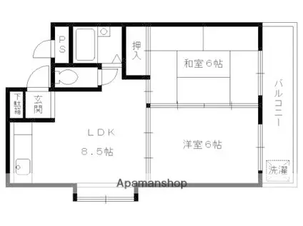 アビタシオン南桃山(2DK/2階)の間取り写真