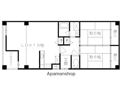 リュミエ山科(2LDK/3階)の間取り写真
